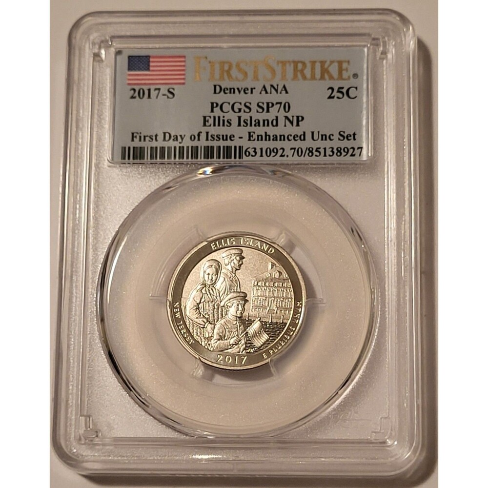 2017 S Ellis Island NP Quarter Enhanced SP70 PCGS FS Denver ANA
